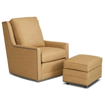 Transitional Swivel Chair and Ottoman Set